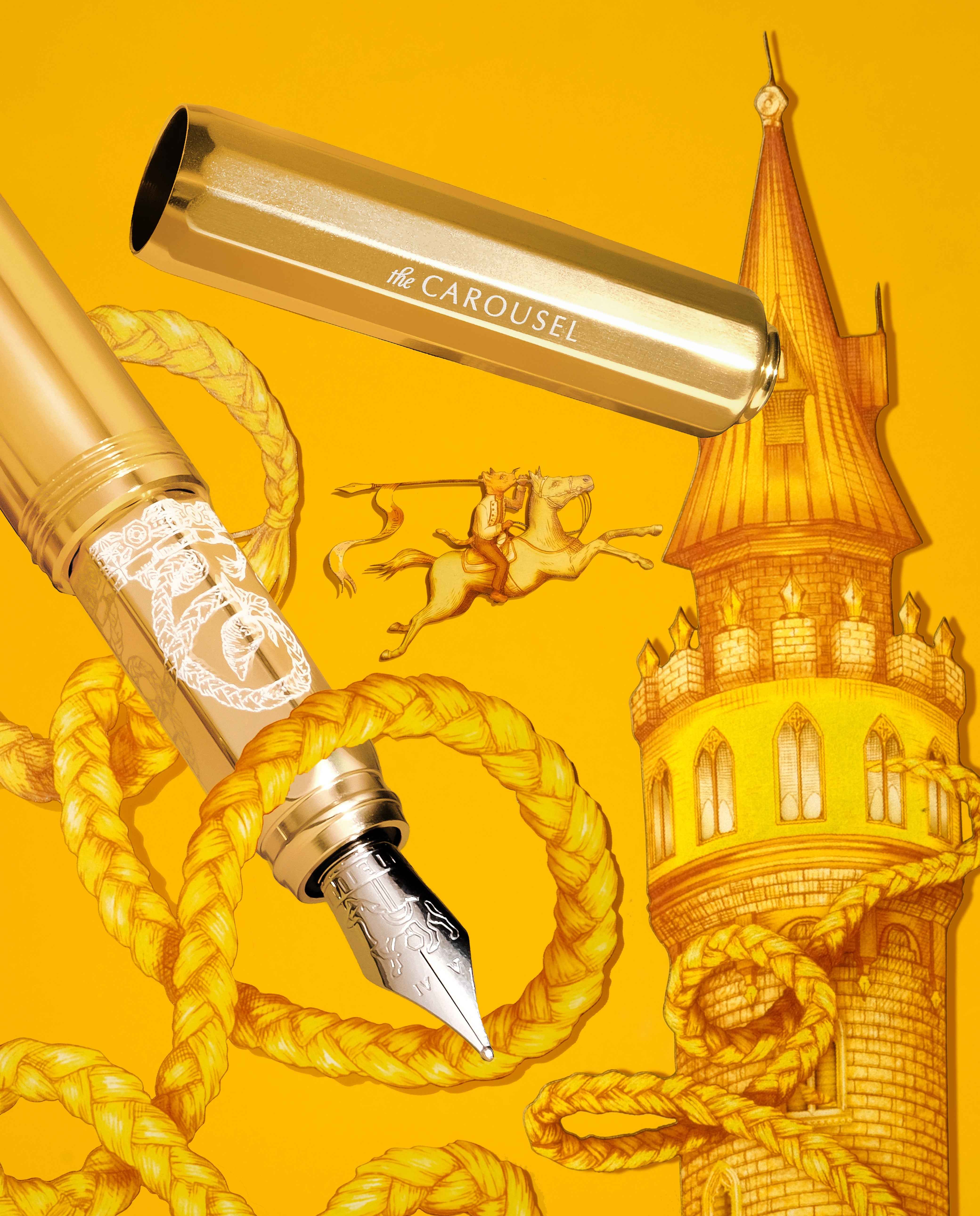 Aluminum Carousel Fountain Pen - Plaited Gold Tress - Image 7