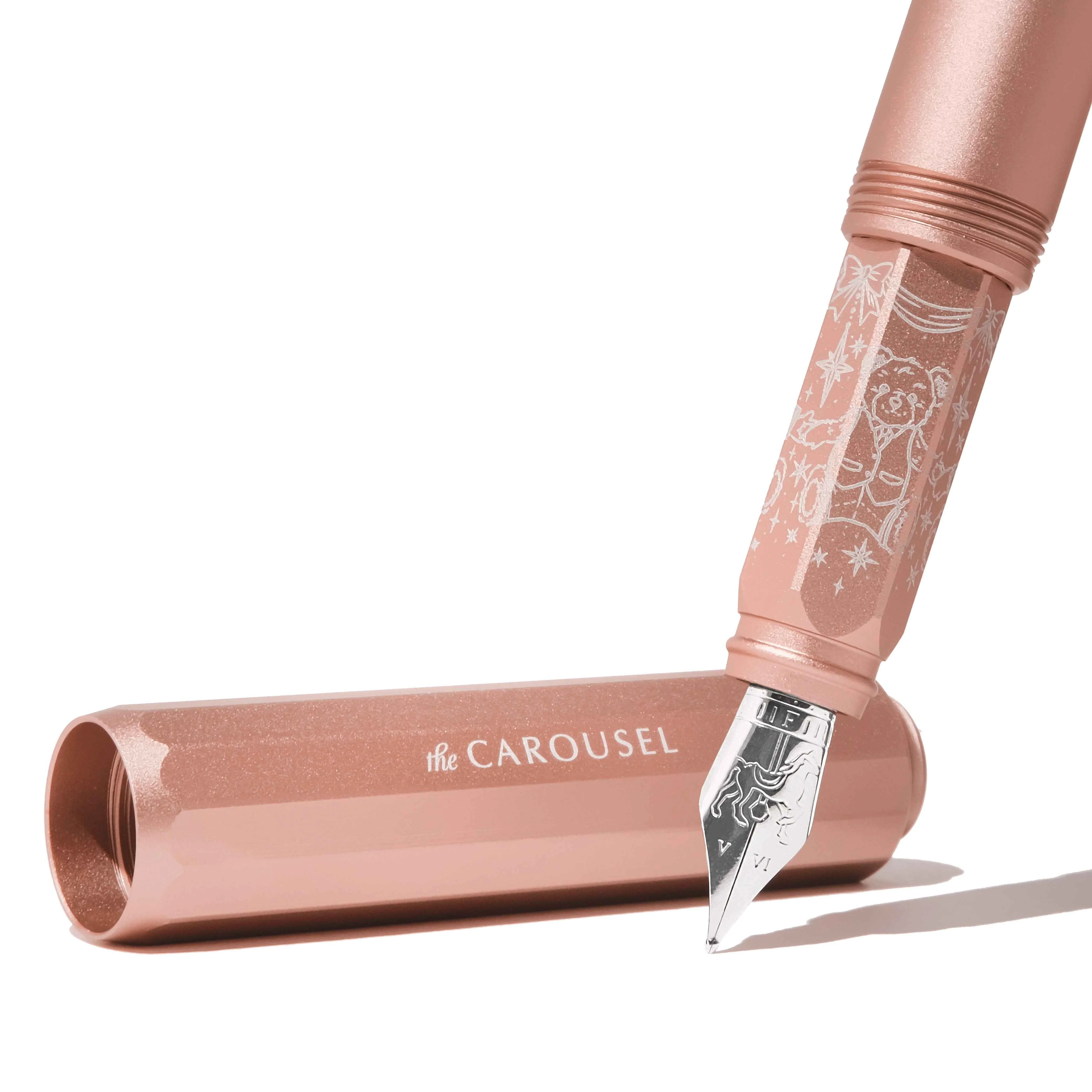 Aluminum Carousel Fountain Pen - Rose Petal Plush - Image 2