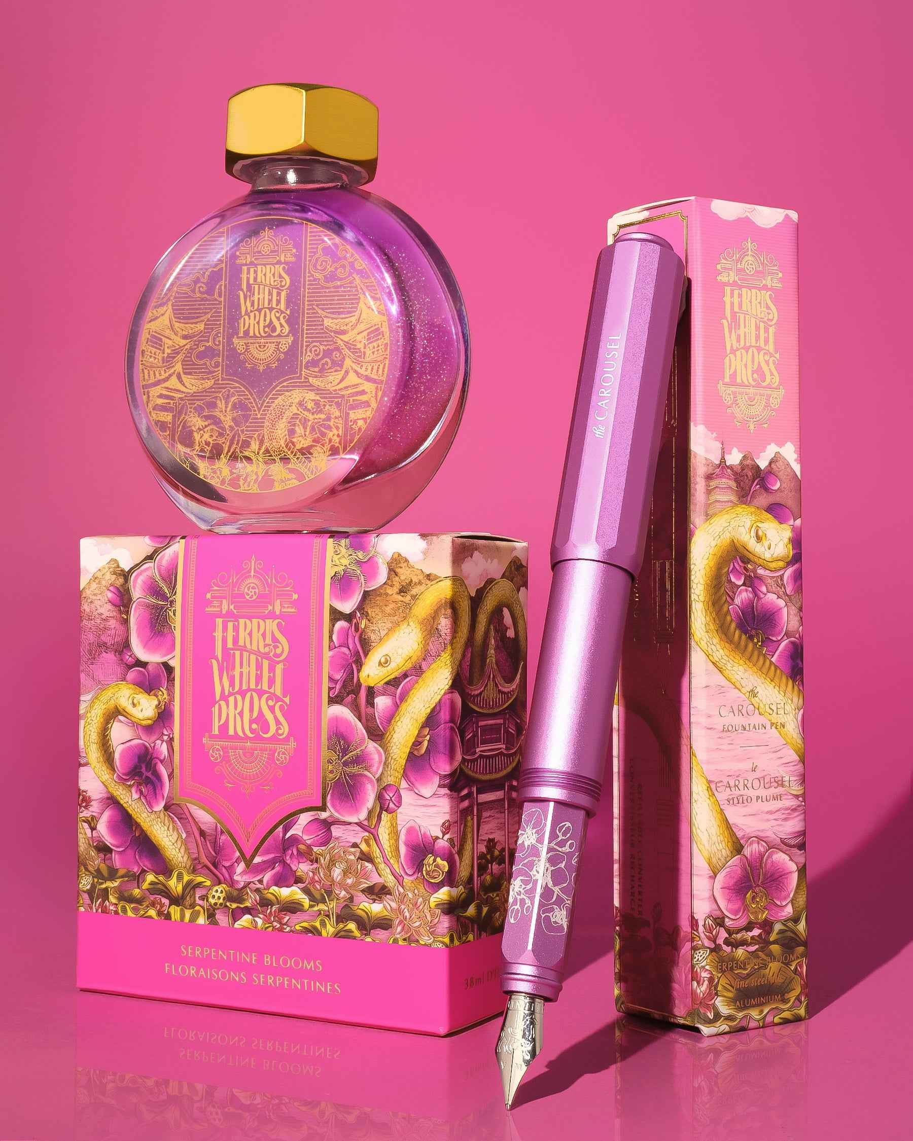 Fête Chinoise | Aluminum Carousel Fountain Pen - Serpentine Blooms - Image 6