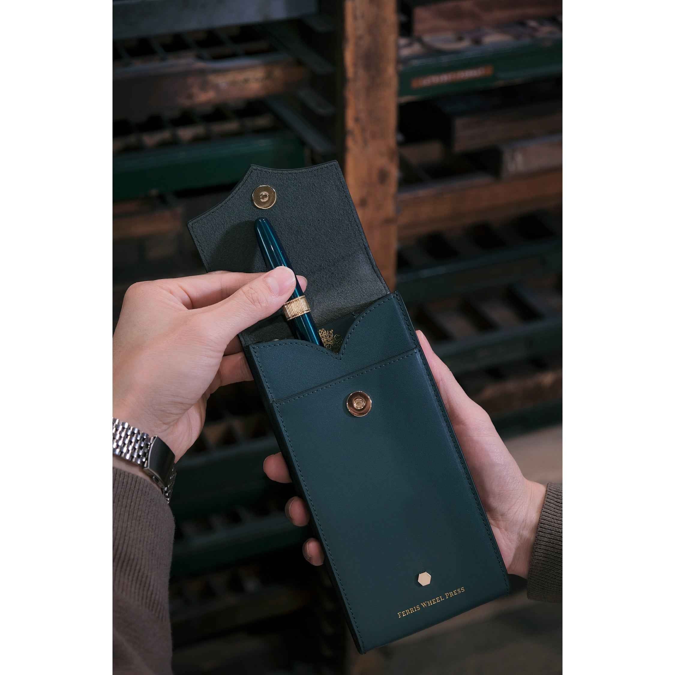 Leather Stationery Collection - The Pendant Purse / Deep Teal - Image 3