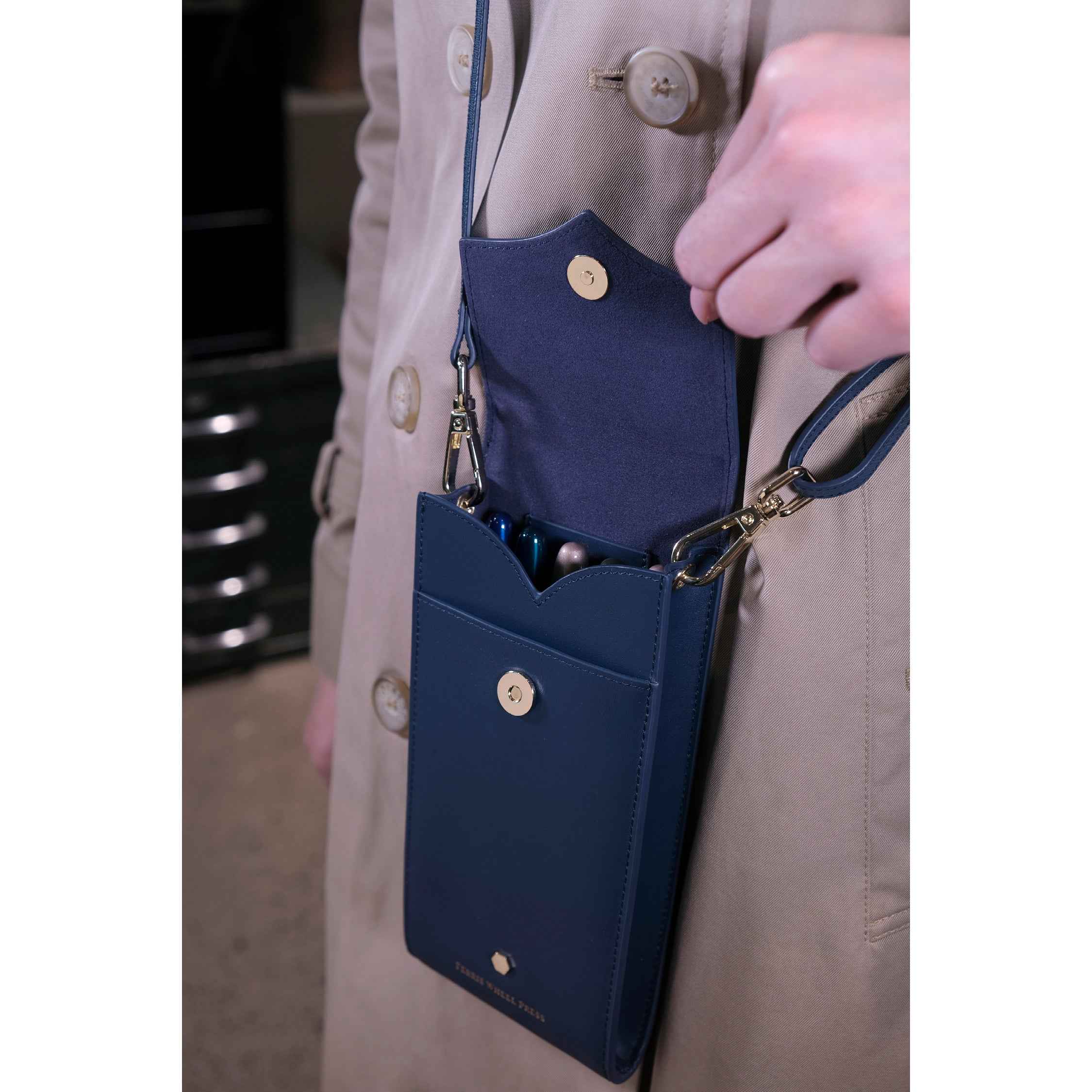 Leather Stationery Collection - The Pendant Purse / Navy - Image 3